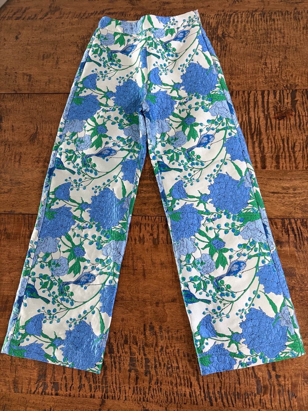 Sugarlips Willa Floral Bern Jacquard Wide Leg Pants XS